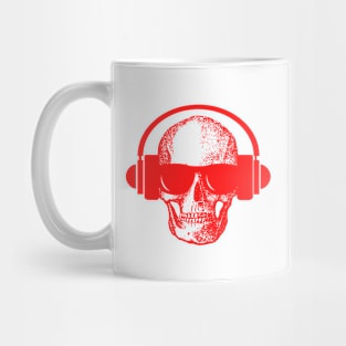 Skull And Phones, Red Mug